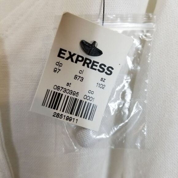 Express Women Button Up Corset Top Sz S White Linen Blend Puff Sleeve Y2K - Picture 4 of 5
